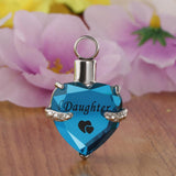 Maxbell Love Heart Blue Crystal Urn Memorial Ash Keepsake Cremation Pendant husband