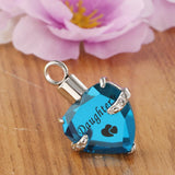 Maxbell Love Heart Blue Crystal Urn Memorial Ash Keepsake Cremation Pendant husband