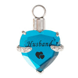 Maxbell Love Heart Blue Crystal Urn Memorial Ash Keepsake Cremation Pendant husband