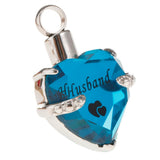 Maxbell Love Heart Blue Crystal Urn Memorial Ash Keepsake Cremation Pendant husband