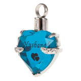 Maxbell Love Heart Blue Crystal Urn Memorial Ash Keepsake Cremation Pendant husband