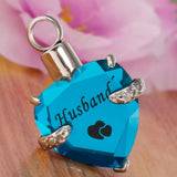 Maxbell Love Heart Blue Crystal Urn Memorial Ash Keepsake Cremation Pendant husband