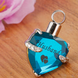 Maxbell Love Heart Blue Crystal Urn Memorial Ash Keepsake Cremation Pendant husband