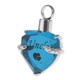 Maxbell Love Heart Blue Crystal Urn Memorial Ash Keepsake Cremation Pendant uncle