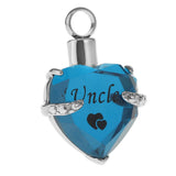 Maxbell Love Heart Blue Crystal Urn Memorial Ash Keepsake Cremation Pendant uncle
