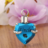 Maxbell Love Heart Blue Crystal Urn Memorial Ash Keepsake Cremation Pendant uncle