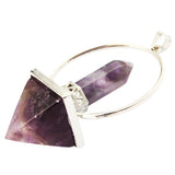 Maxbell Natural Gem Stone Pyramid Hexagon Pendant DIY Necklace Jewelry Purple