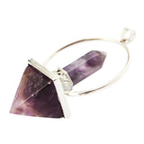 Maxbell Natural Gem Stone Pyramid Hexagon Pendant DIY Necklace Jewelry Purple