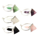 Maxbell Natural Gem Stone Pyramid Hexagon Pendant DIY Necklace Jewelry Purple