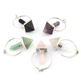 Maxbell Natural Gem Stone Pyramid Hexagon Pendant DIY Necklace Jewelry Purple