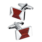 Maxbell Mens Business Formal Suit Brass Red Wooden French Cufflinks Fashion Jewelry