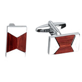 Maxbell Mens Business Formal Suit Brass Red Wooden French Cufflinks Fashion Jewelry