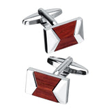 Maxbell Mens Business Formal Suit Brass Red Wooden French Cufflinks Fashion Jewelry