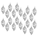 Maxbell 20Pcs Hollow Alloy Leaf Pendant 4x1.6cm Jewelry DIY Making Necklace Keyring