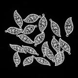 Maxbell 20Pcs Hollow Alloy Leaf Pendant 4x1.6cm Jewelry DIY Making Necklace Keyring