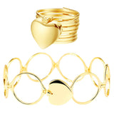 Maxbell Fashion Retractable Bangle Heart Foldable Finger Ring Bracelet Gold