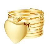 Maxbell Fashion Retractable Bangle Heart Foldable Finger Ring Bracelet Gold
