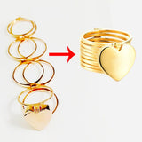 Maxbell Fashion Retractable Bangle Heart Foldable Finger Ring Bracelet Gold