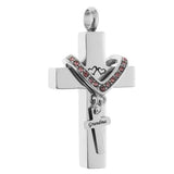 Maxbell Double Cross with Crystal Stainless Steel Cremation Family Keepsake Grandma