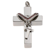 Maxbell Double Cross with Crystal Stainless Steel Cremation Family Keepsake Grandma