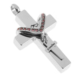 Maxbell Double Cross with Crystal Stainless Steel Cremation Family Keepsake Grandma
