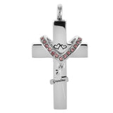 Maxbell Double Cross with Crystal Stainless Steel Cremation Family Keepsake Grandma