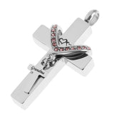 Maxbell Double Cross with Crystal Stainless Steel Cremation Family Keepsake Grandma