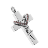 Maxbell Double Cross with Crystal Stainless Steel Cremation Family Keepsake Grandma