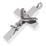 Maxbell Double Cross with Crystal Stainless Steel Cremation Family Keepsake Daughter