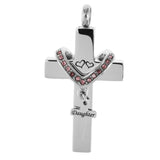 Maxbell Double Cross with Crystal Stainless Steel Cremation Family Keepsake Daughter