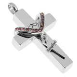 Maxbell Double Cross with Crystal Stainless Steel Cremation Family Keepsake Daughter