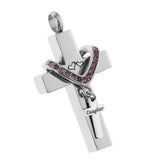 Maxbell Double Cross with Crystal Stainless Steel Cremation Family Keepsake Daughter