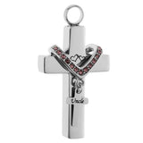 Maxbell Double Cross with Crystal Stainless Steel Cremation Family Keepsake Uncle