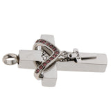Maxbell Double Cross with Crystal Stainless Steel Cremation Family Keepsake Uncle