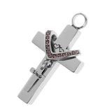 Maxbell Double Cross with Crystal Stainless Steel Cremation Family Keepsake Uncle