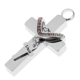 Maxbell Double Cross with Crystal Stainless Steel Cremation Family Keepsake Uncle