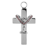 Maxbell Double Cross with Crystal Stainless Steel Cremation Family Keepsake Uncle