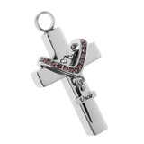 Maxbell Double Cross with Crystal Stainless Steel Cremation Family Keepsake Uncle