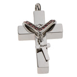 Maxbell Double Cross with Crystal Stainless Steel Cremation Family Keepsake Aunt