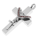 Maxbell Double Cross with Crystal Stainless Steel Cremation Family Keepsake Aunt