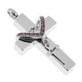 Maxbell Double Cross with Crystal Stainless Steel Cremation Family Keepsake Aunt