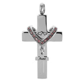 Maxbell Double Cross with Crystal Stainless Steel Cremation Family Keepsake Aunt