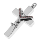 Maxbell Double Cross with Crystal Stainless Steel Cremation Family Keepsake Husband