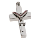 Maxbell Double Cross with Crystal Stainless Steel Cremation Family Keepsake Husband
