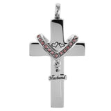 Maxbell Double Cross with Crystal Stainless Steel Cremation Family Keepsake Husband
