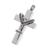 Maxbell Double Cross with Crystal Stainless Steel Cremation Family Keepsake Husband