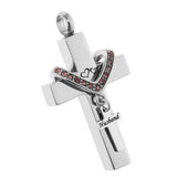 Maxbell Double Cross with Crystal Stainless Steel Cremation Family Keepsake Husband