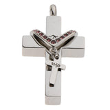 Maxbell Double Cross with Crystal Stainless Steel Cremation Family Keepsake Wife