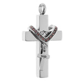 Maxbell Double Cross with Crystal Stainless Steel Cremation Family Keepsake Wife