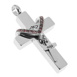 Maxbell Double Cross with Crystal Stainless Steel Cremation Family Keepsake Wife